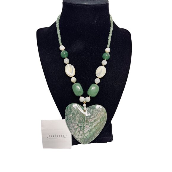 Lee Sands Jewelry - Lee Sands Aventurine MOP And Crackle Abalone Shell Heart Necklace (6274)
